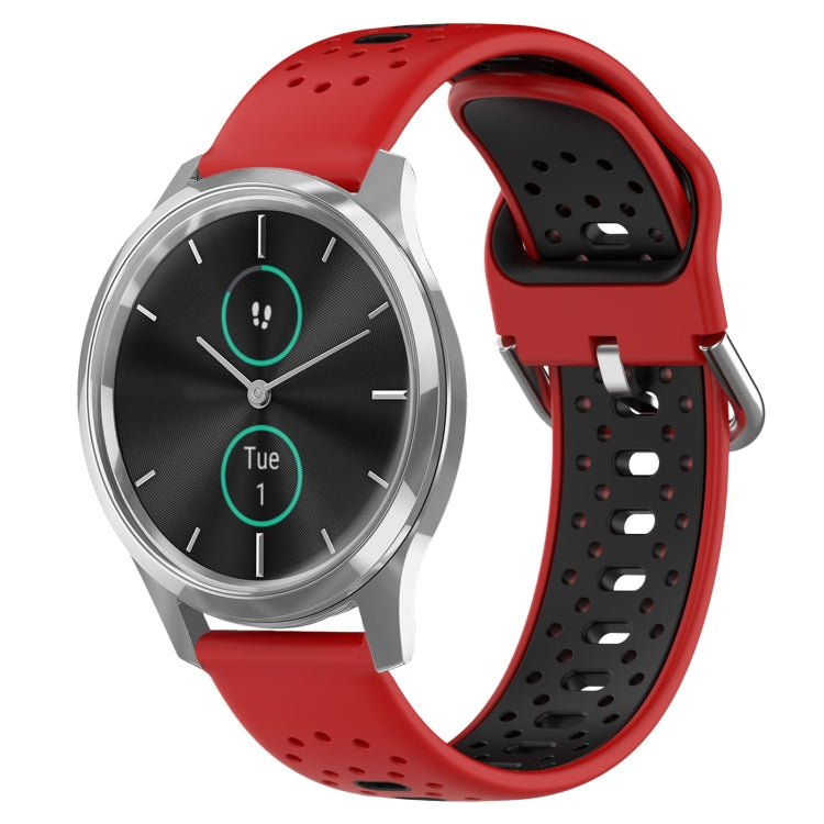 สายนาฬิกาซิลิโคนสองสีระบายอากาศ 20 มม, For Garmin Venu SQ, For Garmin VivoMove Style, For Garmin VivoMove Luxe