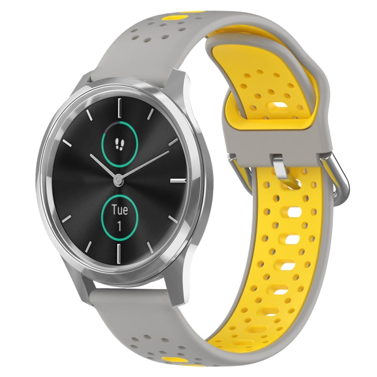 สายนาฬิกาซิลิโคนสองสีระบายอากาศ 20 มม, For Garmin Venu SQ, For Garmin VivoMove Style, For Garmin VivoMove Luxe