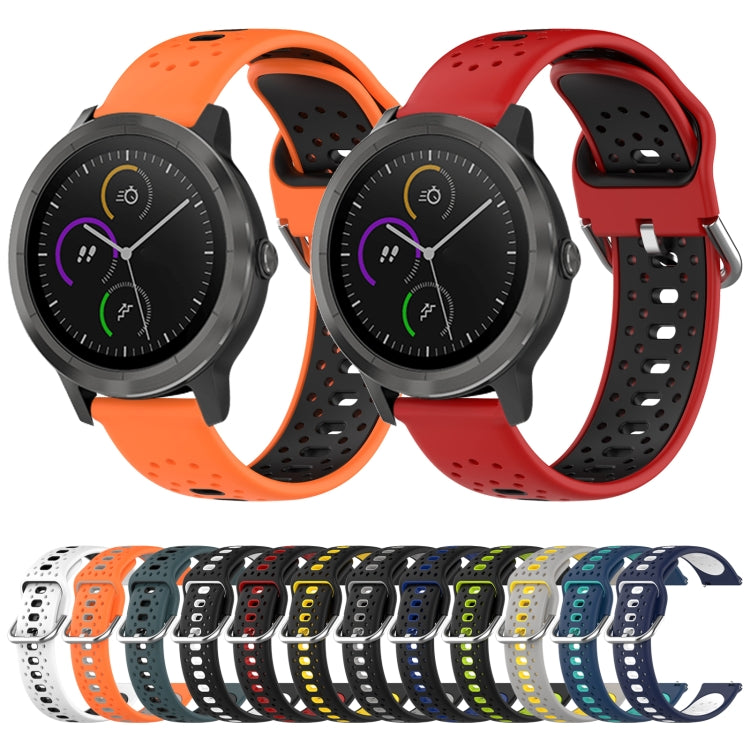 สายนาฬิกาซิลิโคนสองสีระบายอากาศ 20 มม, For Garmin Vivoactive3 Music, For Garmin Venu 2 Plus, For Garmin Approach S40