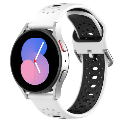 สายนาฬิกาซิลิโคนสองสีระบายอากาศ 20 มม, For Samsung Galaxy Watch 5 Pro 45mm, For Samsung Galaxy Watch 4 44mm, For Samsung Galaxy Watch 4 40mm