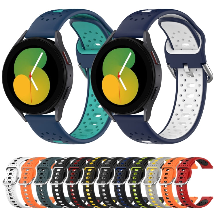 สายนาฬิกาซิลิโคนสองสีระบายอากาศ 20 มม, For Samsung Galaxy Watch 5 Pro 45mm, For Samsung Galaxy Watch 4 44mm, For Samsung Galaxy Watch 4 40mm