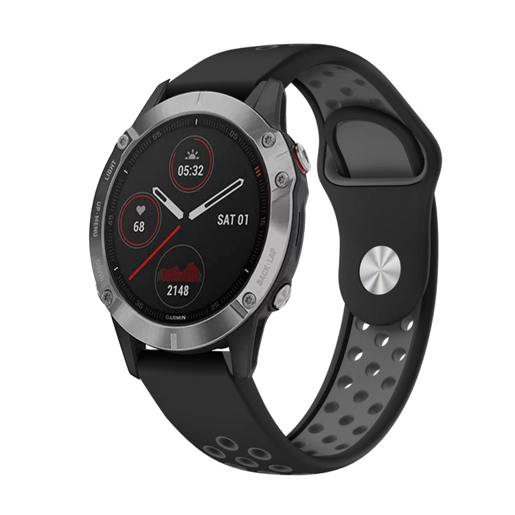 สายนาฬิกาซิลิโคนระบายอากาศกีฬา 22 มม, For Garmin Fenix 6 GPS, For Garmin Fenix 6 Pro GPS, For Garmin Fenix 6 Sapphire GPS, For Garmin Fenix 5