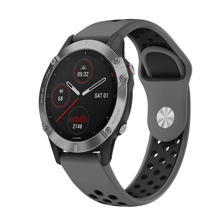 สายนาฬิกาซิลิโคนระบายอากาศกีฬา 22 มม, For Garmin Fenix 6 GPS, For Garmin Fenix 6 Pro GPS, For Garmin Fenix 6 Sapphire GPS, For Garmin Fenix 5