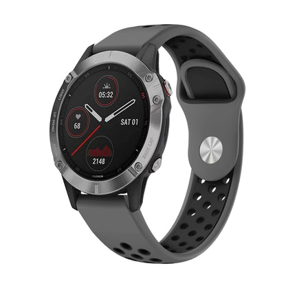 สายนาฬิกาซิลิโคนระบายอากาศกีฬา 22 มม, For Garmin Fenix 6 GPS, For Garmin Fenix 6 Pro GPS, For Garmin Fenix 6 Sapphire GPS, For Garmin Fenix 5