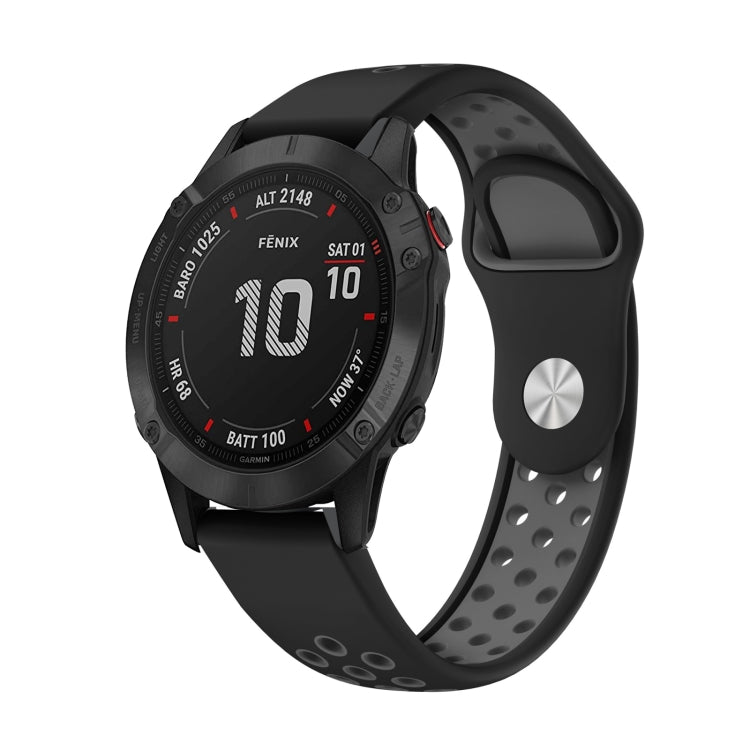 สายนาฬิกาซิลิโคนระบายอากาศกีฬา 22 มม, For Garmin Fenix 6 GPS, For Garmin Fenix 6 Pro GPS, For Garmin Fenix 6 Sapphire GPS, For Garmin Fenix 5