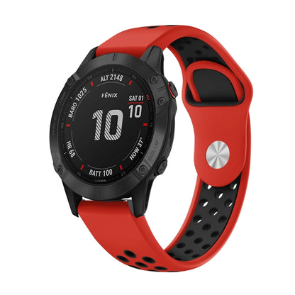 สายนาฬิกาซิลิโคนระบายอากาศกีฬา 22 มม, For Garmin Fenix 6 GPS, For Garmin Fenix 6 Pro GPS, For Garmin Fenix 6 Sapphire GPS, For Garmin Fenix 5