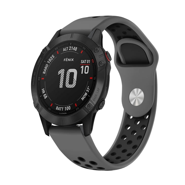 สายนาฬิกาซิลิโคนระบายอากาศกีฬา 22 มม, For Garmin Fenix 6 GPS, For Garmin Fenix 6 Pro GPS, For Garmin Fenix 6 Sapphire GPS, For Garmin Fenix 5