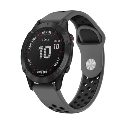 สายนาฬิกาซิลิโคนระบายอากาศกีฬา 22 มม, For Garmin Fenix 6 GPS, For Garmin Fenix 6 Pro GPS, For Garmin Fenix 6 Sapphire GPS, For Garmin Fenix 5