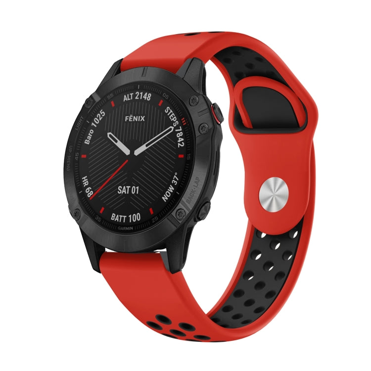 สายนาฬิกาซิลิโคนระบายอากาศกีฬา 22 มม, For Garmin Fenix 6 GPS, For Garmin Fenix 6 Pro GPS, For Garmin Fenix 6 Sapphire GPS, For Garmin Fenix 5