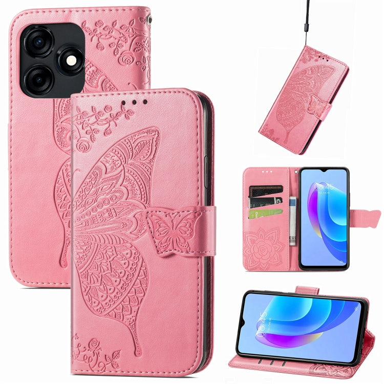 ซองหนังใส่โทรศัพท์ลายผีเสื้อรักดอกไม้, For Tecno Spark 10 Pro, For Tecno Spark 10C