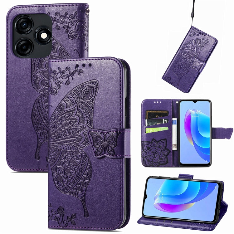 ซองหนังใส่โทรศัพท์ลายผีเสื้อรักดอกไม้, For Tecno Spark 10 Pro, For Tecno Spark 10C