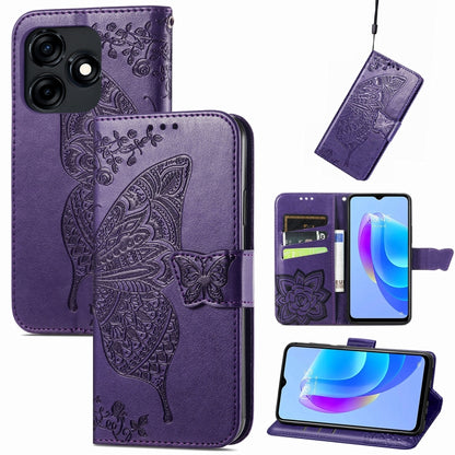 ซองหนังใส่โทรศัพท์ลายผีเสื้อรักดอกไม้, For Tecno Spark 10 Pro, For Tecno Spark 10C