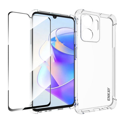 ENKAY Hat-Prince เคสโทรศัพท์กันกระแทก TPU ใสพร้อมฟิล์มแก้ว, For Honor X7A 4G Global, For Honor X8A 4G Global