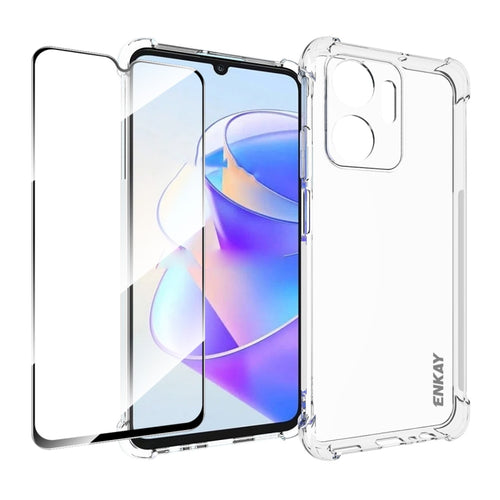 ENKAY Hat-Prince เคสโทรศัพท์กันกระแทก TPU ใสพร้อมฟิล์มแก้ว, For Honor X7A 4G Global, For Honor X8A 4G Global