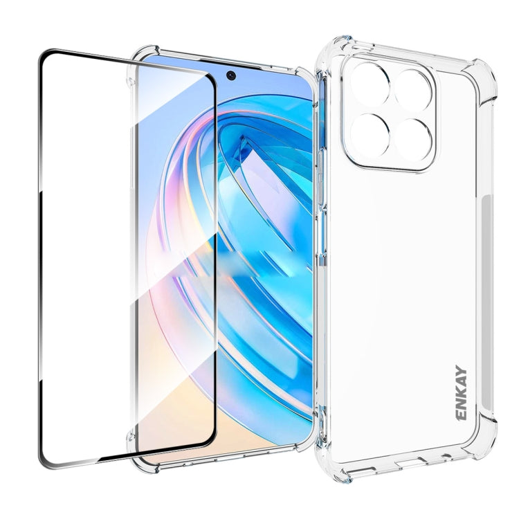ENKAY Hat-Prince เคสโทรศัพท์กันกระแทก TPU ใสพร้อมฟิล์มแก้ว, For Honor X7A 4G Global, For Honor X8A 4G Global
