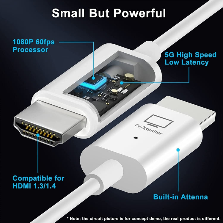 ชุดเครื่องส่งและรับสัญญาณ HDMI ไร้สาย, อะแดปเตอร์ Extender ไร้สาย HDMI, การฉายวิดีโอเสียง 1080P 60fps สำหรับพีซี, แล็ปท็อป, กล้องไปยัง HDTV/โปรเจคเตอร์