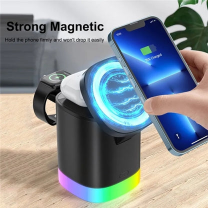 T15 3 in 1 Magnetic Magsafe Wireless Charger แท่นชาร์จแบบพับได้สำหรับ iPhone / iWatch / AirPods, T15