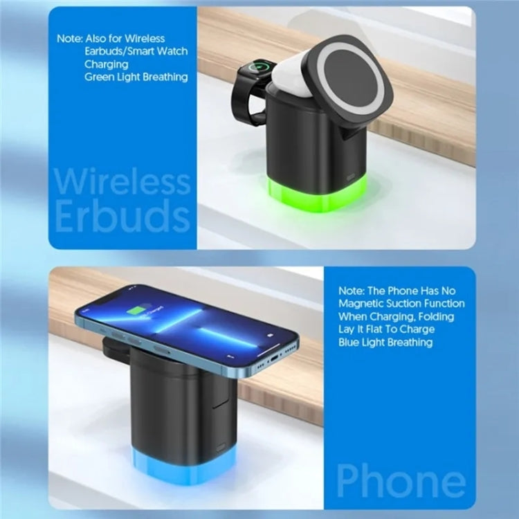 T15 3 in 1 Magnetic Magsafe Wireless Charger แท่นชาร์จแบบพับได้สำหรับ iPhone / iWatch / AirPods, T15