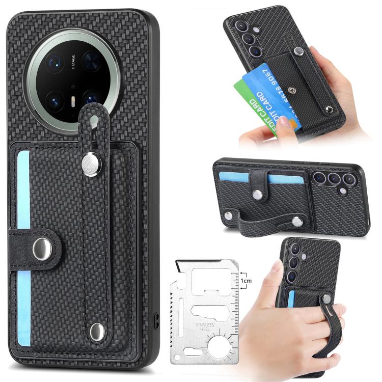 สายรัดข้อมือ Kickstand Card Wallet ฝาหลังเคสโทรศัพท์พร้อมมีดเครื่องมือ, For Huawei nova 14 Ultra, For Huawei nova 14 Pro, For Huawei nova 14, For Huawei Mate 70 Pro+, For Huawei Mate 70 Pro, For Huawei Mate 70