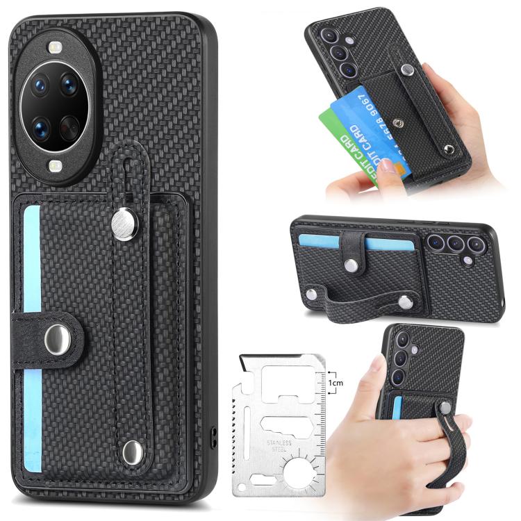 สายรัดข้อมือ Kickstand Card Wallet ฝาหลังเคสโทรศัพท์พร้อมมีดเครื่องมือ, For Huawei nova 14 Ultra, For Huawei nova 14 Pro, For Huawei nova 14, For Huawei Mate 70 Pro+, For Huawei Mate 70 Pro, For Huawei Mate 70