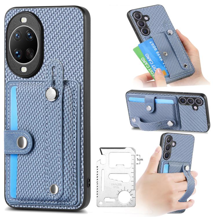สายรัดข้อมือ Kickstand Card Wallet ฝาหลังเคสโทรศัพท์พร้อมมีดเครื่องมือ, For Huawei nova 14 Ultra, For Huawei nova 14 Pro, For Huawei nova 14, For Huawei Mate 70 Pro+, For Huawei Mate 70 Pro, For Huawei Mate 70