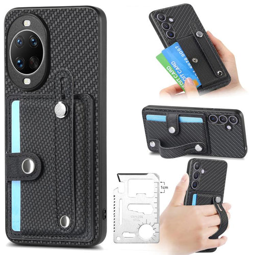 สายรัดข้อมือ Kickstand Card Wallet ฝาหลังเคสโทรศัพท์พร้อมมีดเครื่องมือ, For Huawei nova 14 Ultra, For Huawei nova 14 Pro, For Huawei nova 14, For Huawei Mate 70 Pro+, For Huawei Mate 70 Pro, For Huawei Mate 70