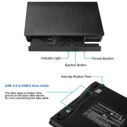 BT638 โน๊ตบุ๊คเดสก์ท็อปภายนอก USB 3.0 เครื่องเล่นซีดีพกพา CD-RW ออปติคัลไดรฟ์เขียน, BT638