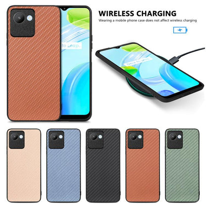 เคสโทรศัพท์หนังกลับลายคาร์บอนไฟเบอร์, For Realme 14 Pro+, For Realme 14 Pro, For Realme Neo7, For Realme C30