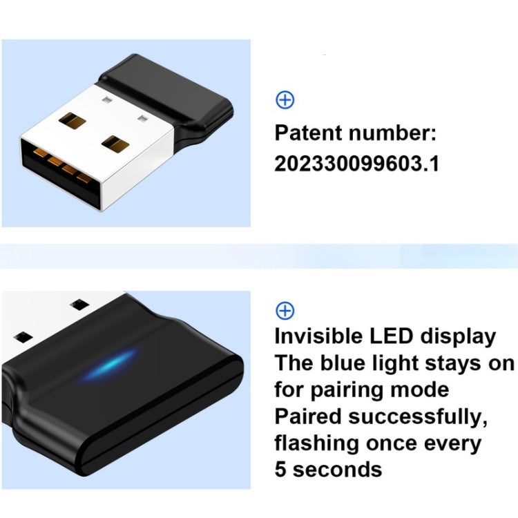 OY313 USB Bluetooth 5.3 อะแดปเตอร์ตัวรับสัญญาณไร้สายสำหรับพีซี Windows 11 10 8 7, OY313
