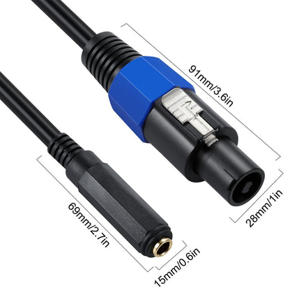 JUNSUUNMAY Speakon Male to 6.35mm Audio Speaker Adapter Cable with Snap Lock, ความยาว: 50 ซม.