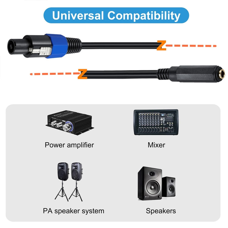 JUNSUUNMAY Speakon Male to 6.35mm Audio Speaker Adapter Cable with Snap Lock, ความยาว: 50 ซม.
