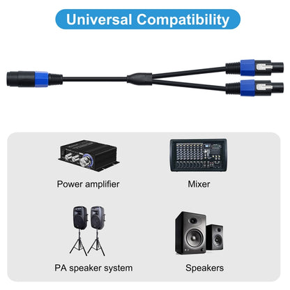 JUNSUUNMAY Speakon Female to Speakon Male 2 in 1 Audio Speaker Adapter Cable ความยาว: 50 ซม.