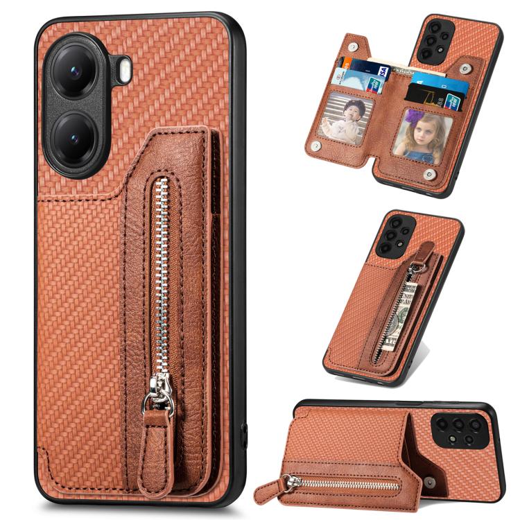 เคสโทรศัพท์กระเป๋าสตางค์ซิปพลิกแนวนอนคาร์บอนไฟเบอร์, For Redmi 15C 5G / 4G Glodal 171mm, For Xiaomi 15T, For Redmi K80 Pro / Poco F7 Ultra, For Redmi K80 / Poco F7 Pro, For Redmi Turbo 4, For Xiaomi Poco X7 Pro, For Redmi Note 12 5G                    ...