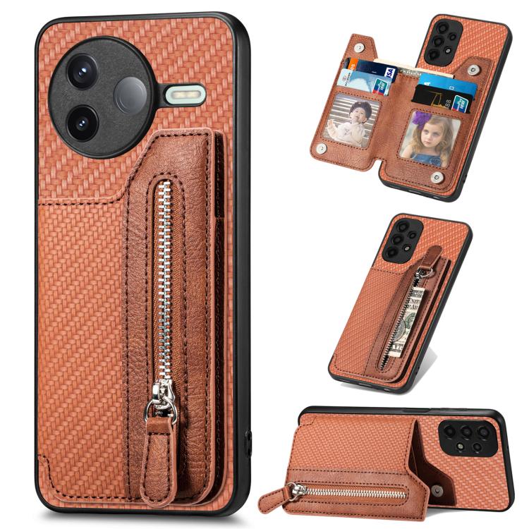 เคสโทรศัพท์กระเป๋าสตางค์ซิปพลิกแนวนอนคาร์บอนไฟเบอร์, For Redmi 15C 5G / 4G Glodal 171mm, For Xiaomi 15T, For Redmi K80 Pro / Poco F7 Ultra, For Redmi K80 / Poco F7 Pro, For Redmi Turbo 4, For Xiaomi Poco X7 Pro, For Redmi Note 12 5G                    ...