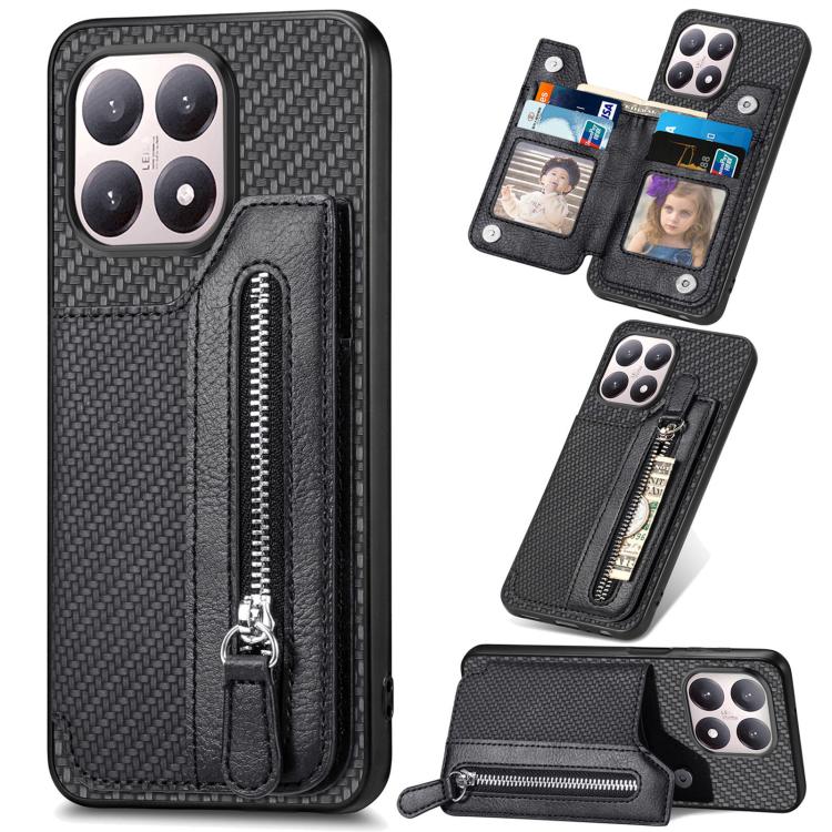 เคสโทรศัพท์กระเป๋าสตางค์ซิปพลิกแนวนอนคาร์บอนไฟเบอร์, For Redmi 15C 5G / 4G Glodal 171mm, For Xiaomi 15T, For Redmi K80 Pro / Poco F7 Ultra, For Redmi K80 / Poco F7 Pro, For Redmi Turbo 4, For Xiaomi Poco X7 Pro, For Redmi Note 12 5G                    ...