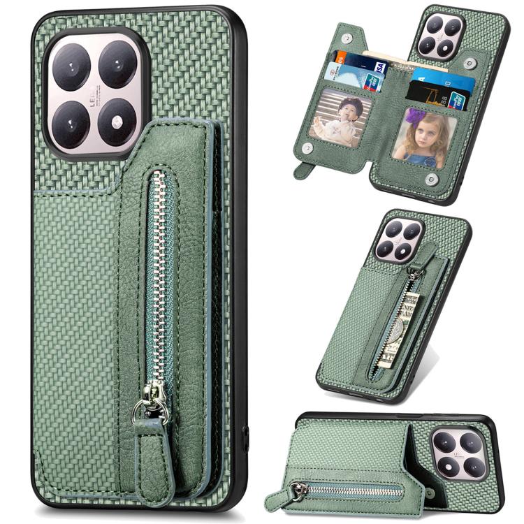 เคสโทรศัพท์กระเป๋าสตางค์ซิปพลิกแนวนอนคาร์บอนไฟเบอร์, For Redmi 15C 5G / 4G Glodal 171mm, For Xiaomi 15T, For Redmi K80 Pro / Poco F7 Ultra, For Redmi K80 / Poco F7 Pro, For Redmi Turbo 4, For Xiaomi Poco X7 Pro, For Redmi Note 12 5G                    ...