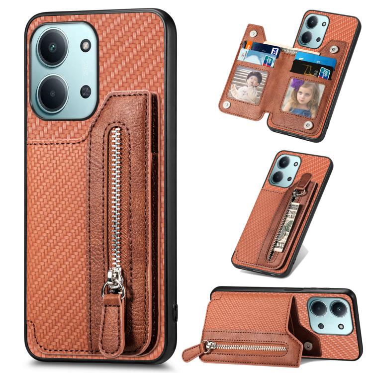 เคสโทรศัพท์กระเป๋าสตางค์ซิปพลิกแนวนอนคาร์บอนไฟเบอร์, For Redmi 15C 5G / 4G Glodal 171mm, For Xiaomi 15T, For Redmi K80 Pro / Poco F7 Ultra, For Redmi K80 / Poco F7 Pro, For Redmi Turbo 4, For Xiaomi Poco X7 Pro, For Redmi Note 12 5G                    ...