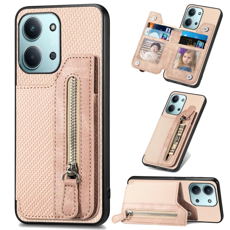 เคสโทรศัพท์กระเป๋าสตางค์ซิปพลิกแนวนอนคาร์บอนไฟเบอร์, For Redmi 15C 5G / 4G Glodal 171mm, For Xiaomi 15T, For Redmi K80 Pro / Poco F7 Ultra, For Redmi K80 / Poco F7 Pro, For Redmi Turbo 4, For Xiaomi Poco X7 Pro, For Redmi Note 12 5G                    ...