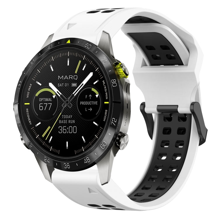 สายนาฬิกาซิลิโคนหัวกลับสองสี 22 มม, For Garmin Fenix E 47mm, For Garmin Fenix 8 MIP 47mm, For Garmin Fenix 8 AMOLED 47mm, For Garmin MARQ Athlete (Gen 2)