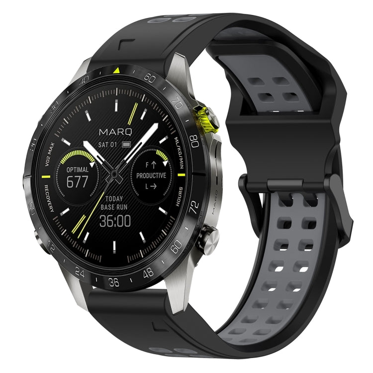 สายนาฬิกาซิลิโคนหัวกลับสองสี 22 มม, For Garmin Fenix E 47mm, For Garmin Fenix 8 MIP 47mm, For Garmin Fenix 8 AMOLED 47mm, For Garmin MARQ Athlete (Gen 2)