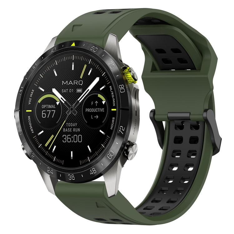 สายนาฬิกาซิลิโคนหัวกลับสองสี 22 มม, For Garmin Fenix E 47mm, For Garmin Fenix 8 MIP 47mm, For Garmin Fenix 8 AMOLED 47mm, For Garmin MARQ Athlete (Gen 2)