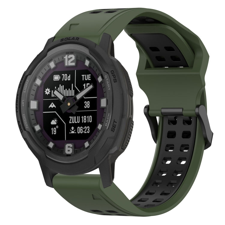 สายนาฬิกาซิลิโคนหัวกลับสองสี 22 มม, For Garmin Forerunner 965, For Garmin Instinct Crossover, For Garmin Instinct Crossover Solar, For Garmin Forerunner 955