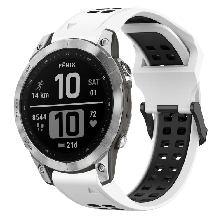 สายนาฬิกาซิลิโคนหัวกลับสองสี 22 มม, For Garmin EPIX Gen 2, For Garmin Fenix 7, For Garmin Fenix 7 Pro 47mm, For Garmin Fenix 7 Solar
