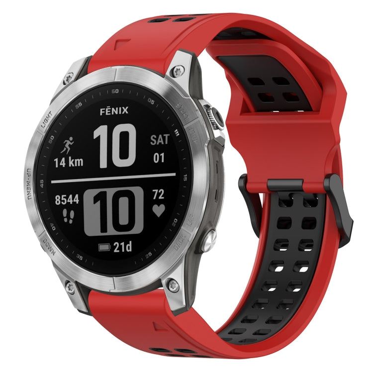 สายนาฬิกาซิลิโคนหัวกลับสองสี 22 มม, For Garmin EPIX Gen 2, For Garmin Fenix 7, For Garmin Fenix 7 Pro 47mm, For Garmin Fenix 7 Solar