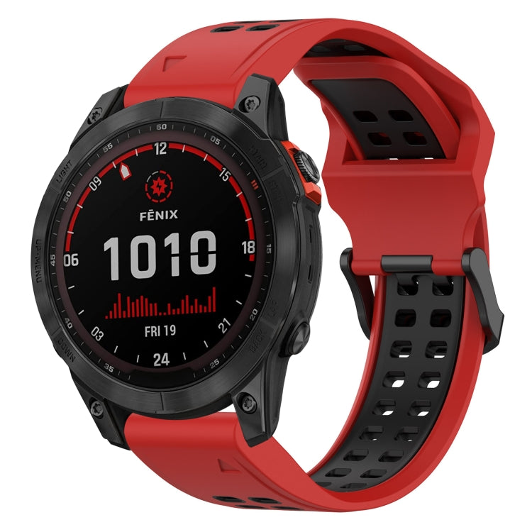 สายนาฬิกาซิลิโคนหัวกลับสองสี 22 มม, For Garmin EPIX Gen 2, For Garmin Fenix 7, For Garmin Fenix 7 Pro 47mm, For Garmin Fenix 7 Solar