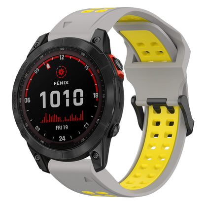 สายนาฬิกาซิลิโคนหัวกลับสองสี 22 มม, For Garmin EPIX Gen 2, For Garmin Fenix 7, For Garmin Fenix 7 Pro 47mm, For Garmin Fenix 7 Solar