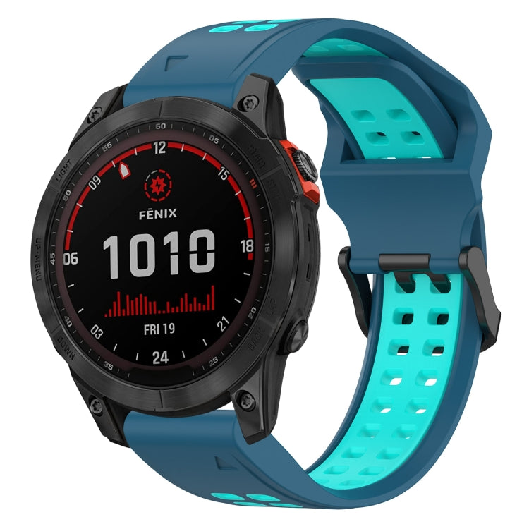 สายนาฬิกาซิลิโคนหัวกลับสองสี 22 มม, For Garmin EPIX Gen 2, For Garmin Fenix 7, For Garmin Fenix 7 Pro 47mm, For Garmin Fenix 7 Solar