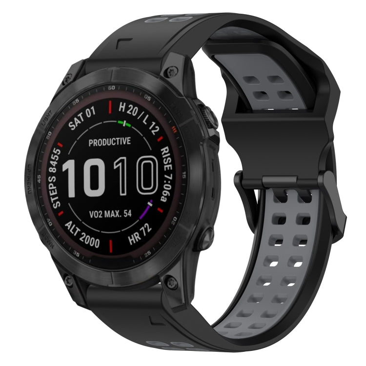 สายนาฬิกาซิลิโคนหัวกลับสองสี 22 มม, For Garmin Fenix 7 Sapphire Solar, For Garmin Fenix 6 Pro, For Garmin Fenix 5, For Garmin Fenix 5 Plus