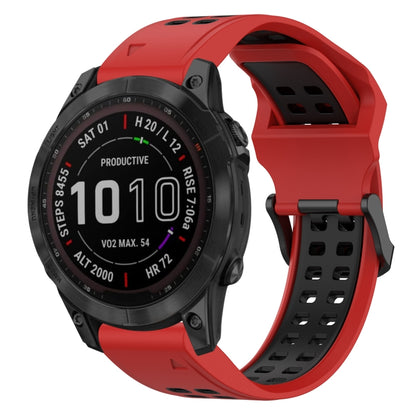 สายนาฬิกาซิลิโคนหัวกลับสองสี 22 มม, For Garmin Fenix 7 Sapphire Solar, For Garmin Fenix 6 Pro, For Garmin Fenix 5, For Garmin Fenix 5 Plus