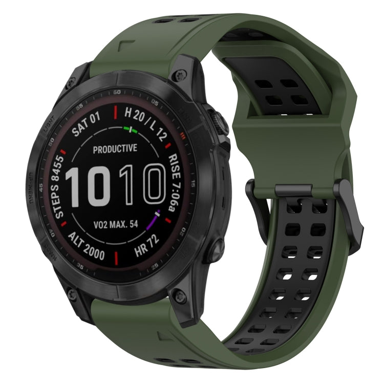 สายนาฬิกาซิลิโคนหัวกลับสองสี 22 มม, For Garmin Fenix 7 Sapphire Solar, For Garmin Fenix 6 Pro, For Garmin Fenix 5, For Garmin Fenix 5 Plus